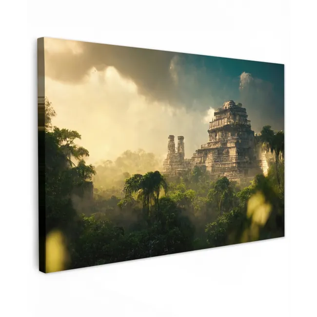 Tempel - Jungle - wolken - Lucht - Natuur canvas 2cm klein -z3d