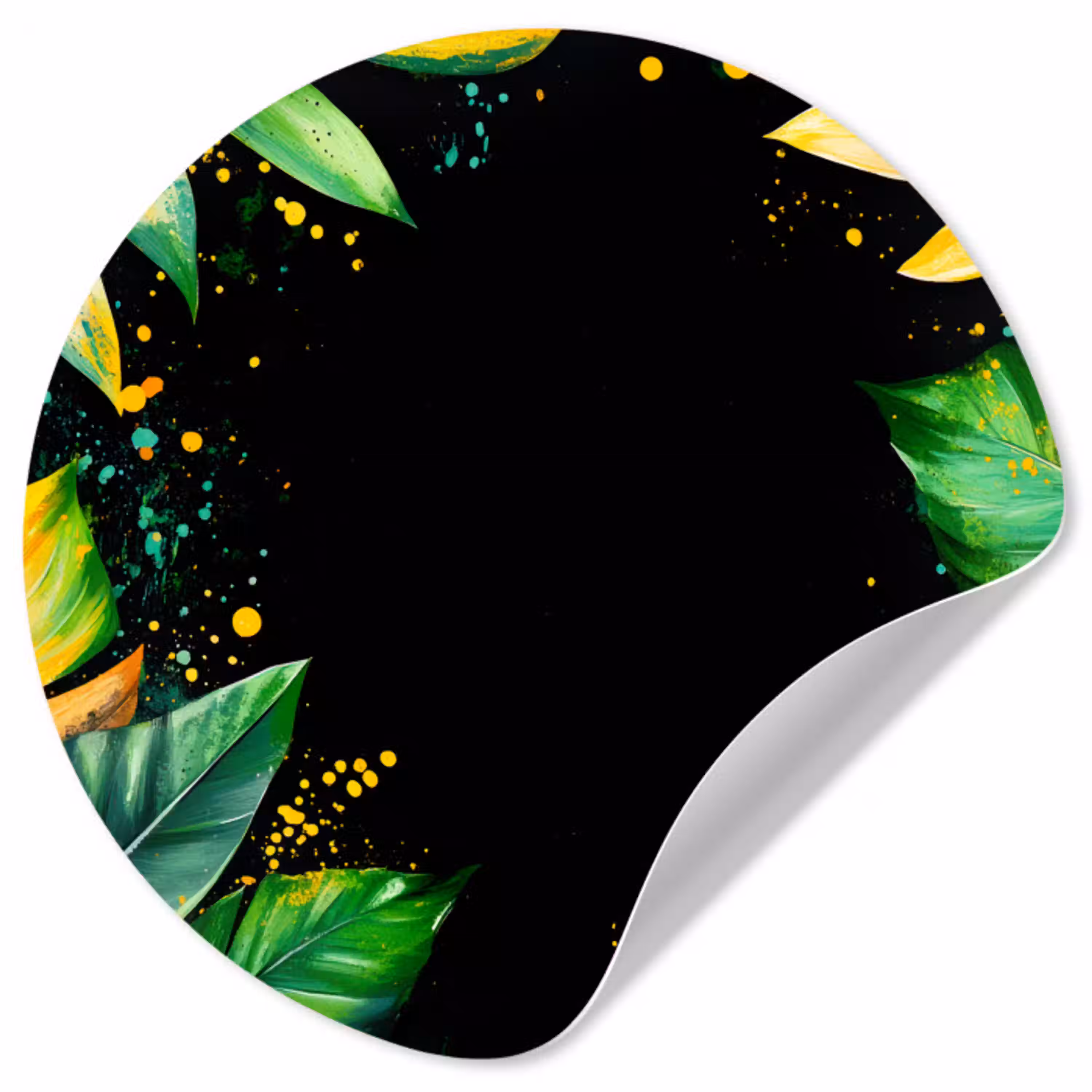 Bladeren - Groen - Geel - Verf - Jungle Wandcirkel behangsticker klein -3d