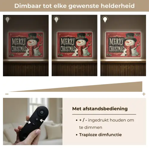 Klassiek - Kerstgroet - Sneeuwpop - Rood Light Box met batterij (Wandlamp) middel -USP_dimbaarNL