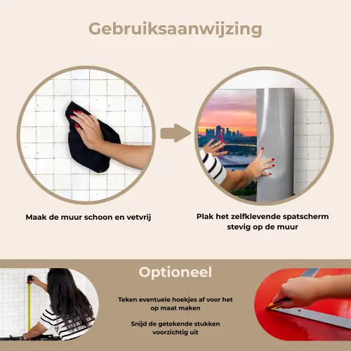 Brug - Rood - Skyline - Water keuken achterwand spatscherm klein -gebruiksaanwijzing_NL