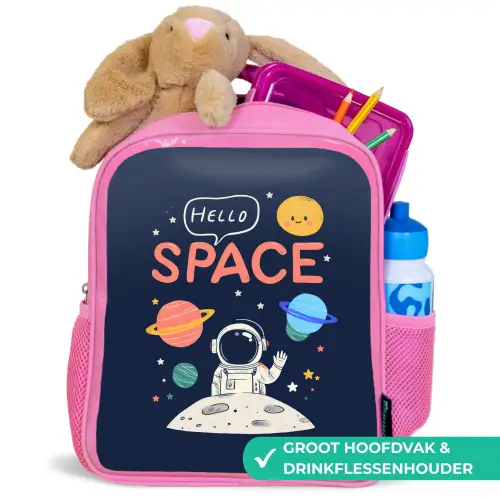 Astronaut - Ruimte - Planeten Kinderrugzak - Roze middel -inhoud_NL