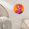 Kimono - Hondje - Bloemenkroon - Oranje Wandcirkel kunststof plaat 5mm dik klein -sfeer5