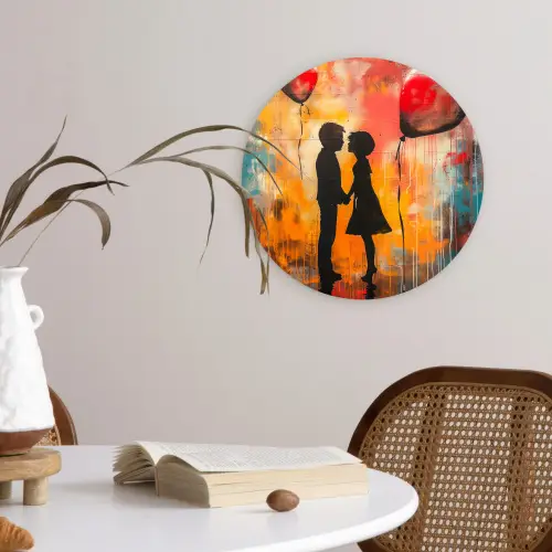 Street art - Liefde - Graffiti - Kunst - Banksy Wandcirkel kunststof plaat 5mm dik klein -sfeer4