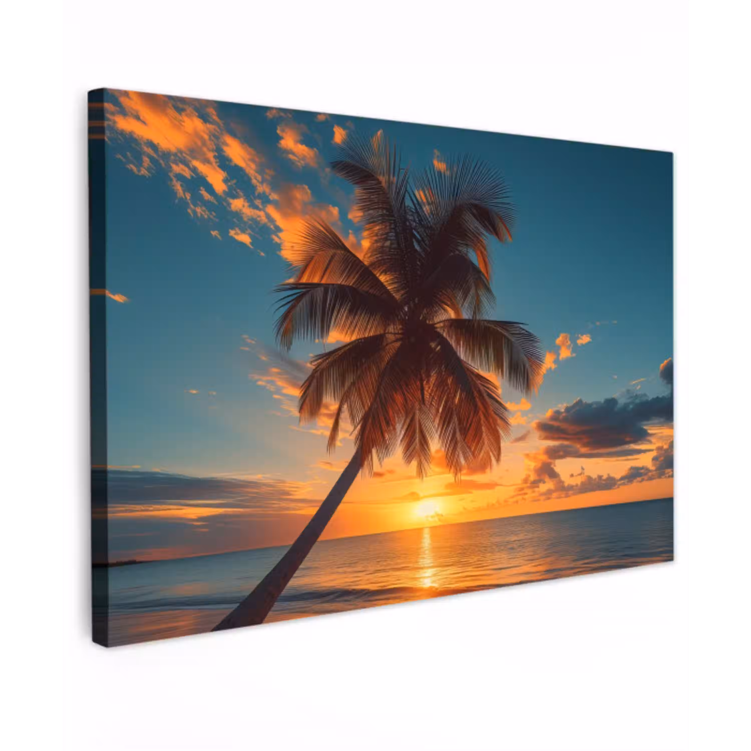 Tropische Droomzonsondergang Tuinposter op houten frame 2 cm dik klein -3d