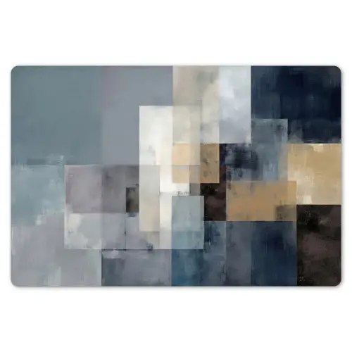 Rechthoeken - Abstract - Blauw Placemat vinyl groot -zzsfeer1_Kitchenyeah-website