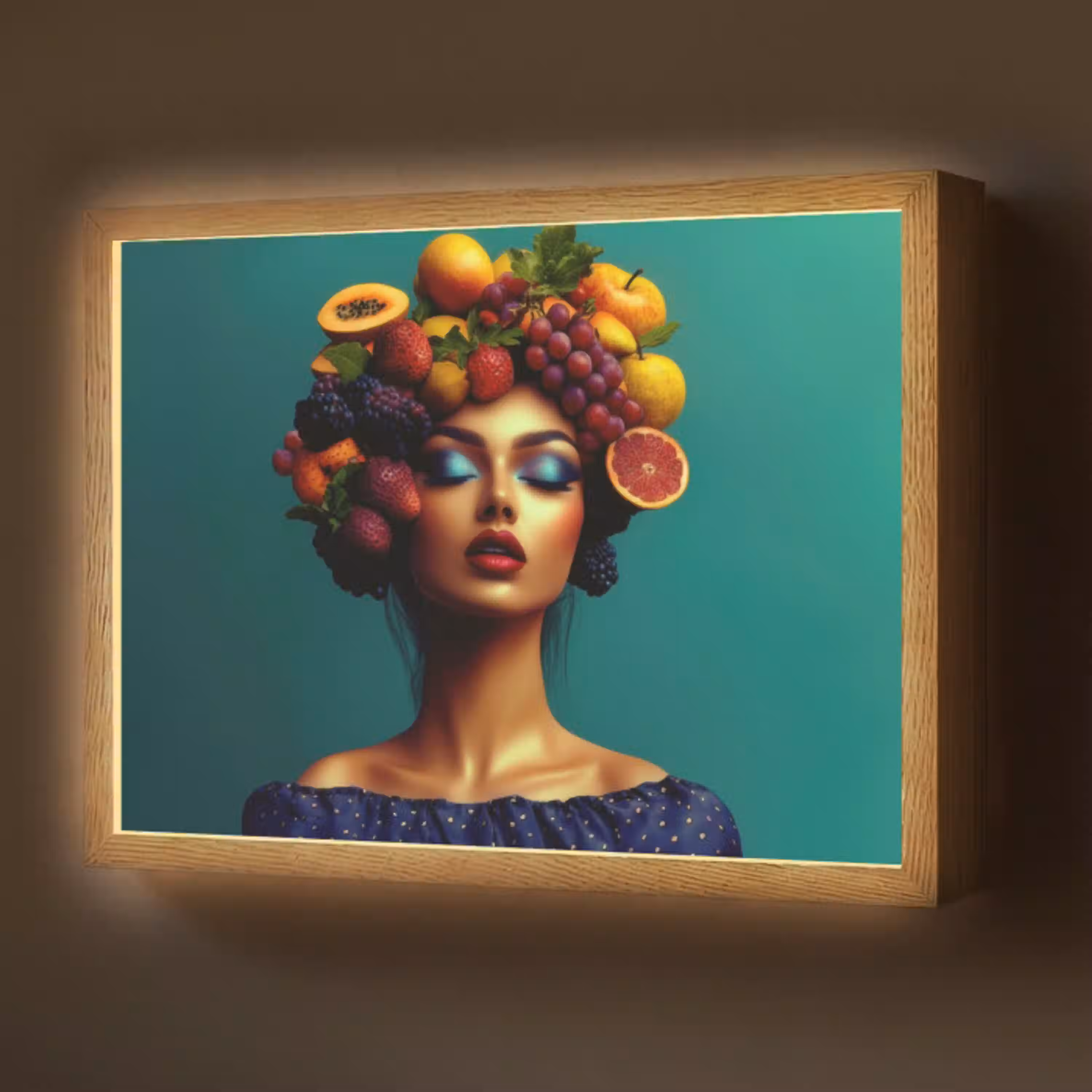 Vrouw - Hoodtooi - Tropisch - Fruit - Druiven Light Box met batterij (Wandlamp) middel -z3d_website