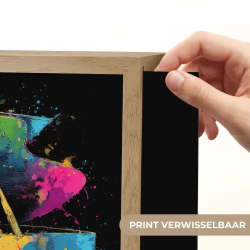 Piano - Kleurrijk - Verf - Modern Light Box met batterij (Wandlamp) middel -USP_websiteprintNL