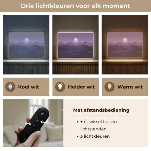 Heuvels - Paars - Mist - Zon Light Box met batterij (Wandlamp) middel -USP_lichtkleurNL