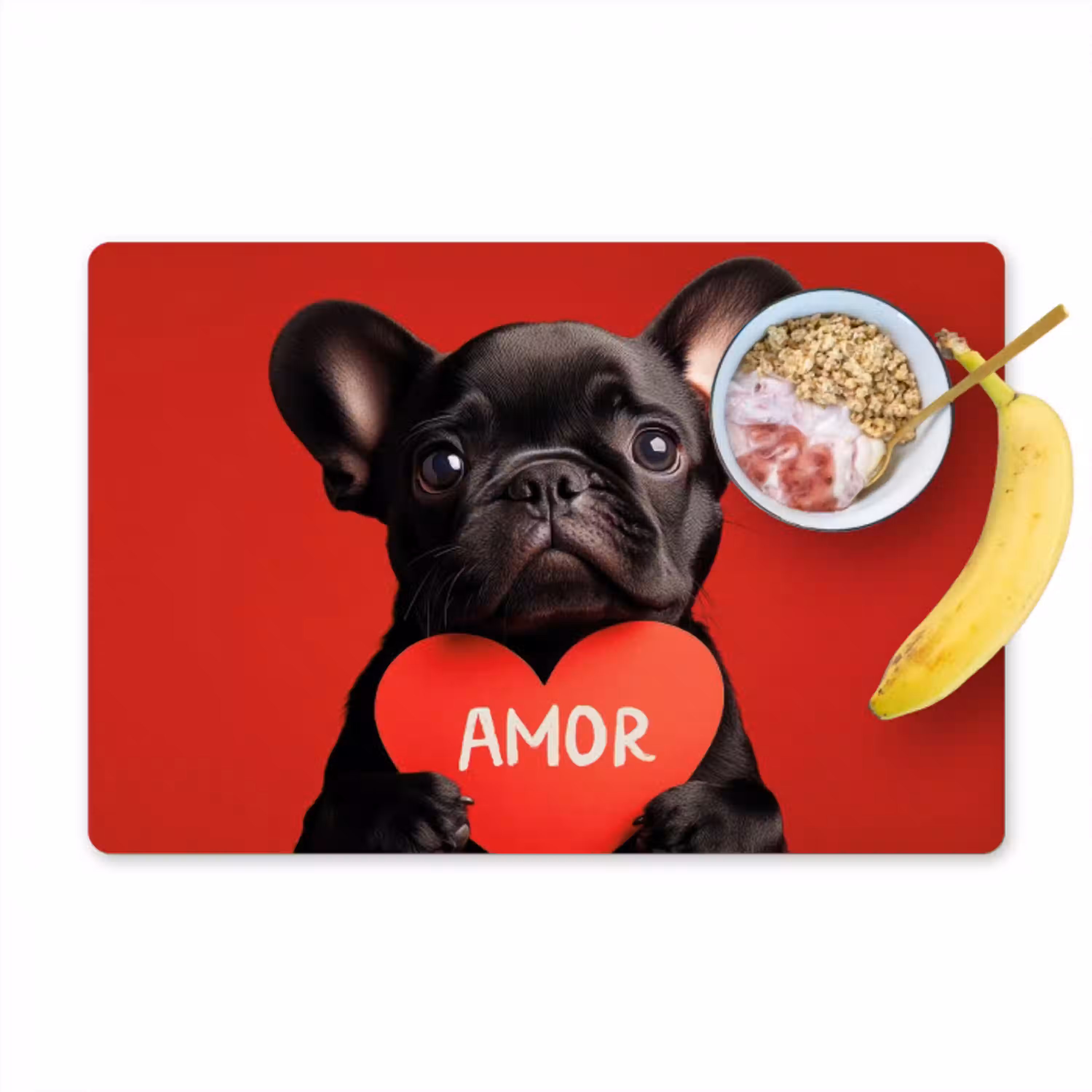 Amor - Hond  - Hartje - Rood Placemat vinyl groot -zzzproduct_Kitchenyeah-website