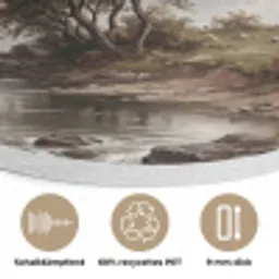 Berglandschap - Meer - Bergen - Vallei - Klassiek Akoestische PET Vilt - Rond klein -closeup_DE