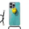 Ballon - Geel - Smiley Hoesje iPhone 16 Pro Max met koord klein -3d