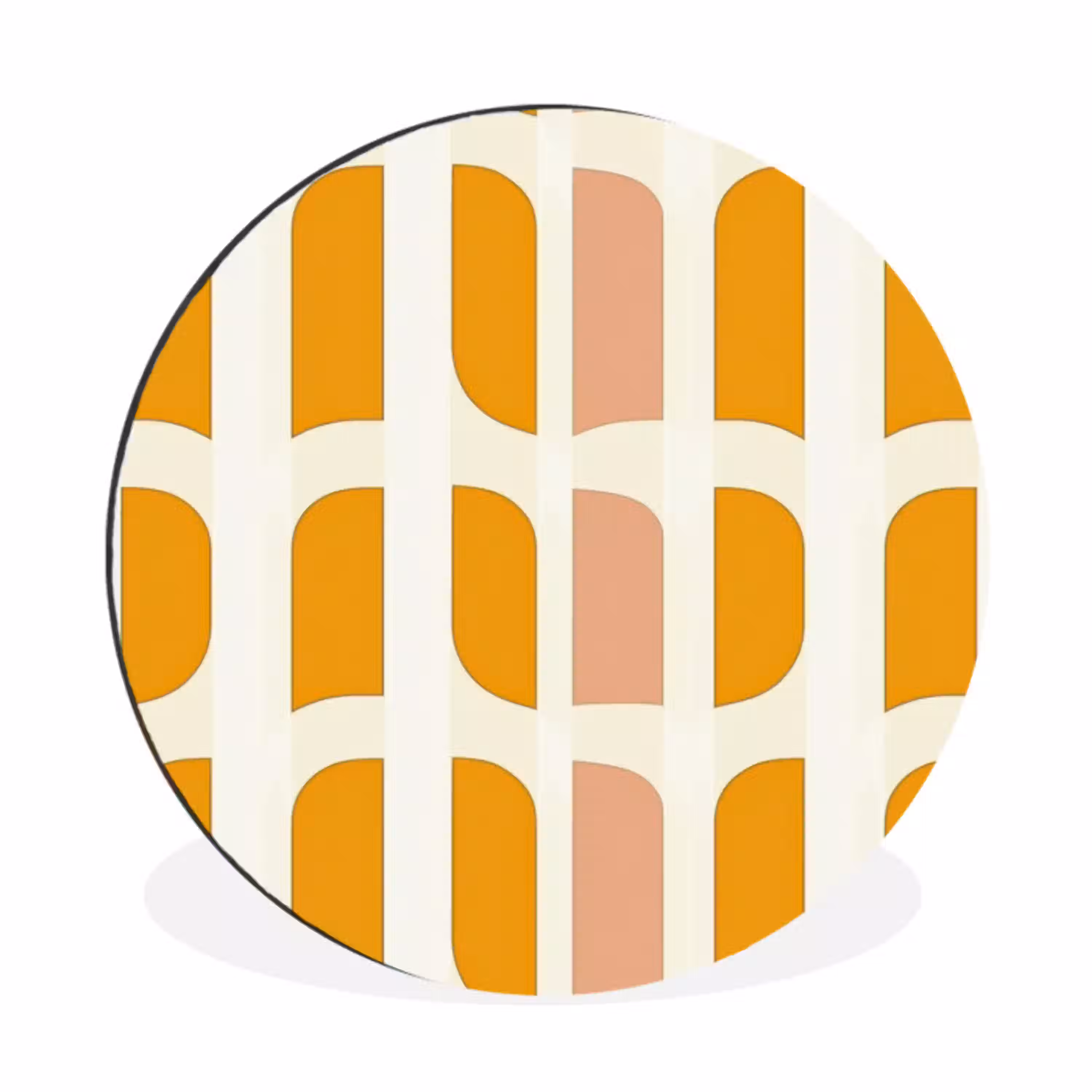 Geometrisch - Patroon - Geel - Roze Wandcirkel aluminium klein 190 -3d