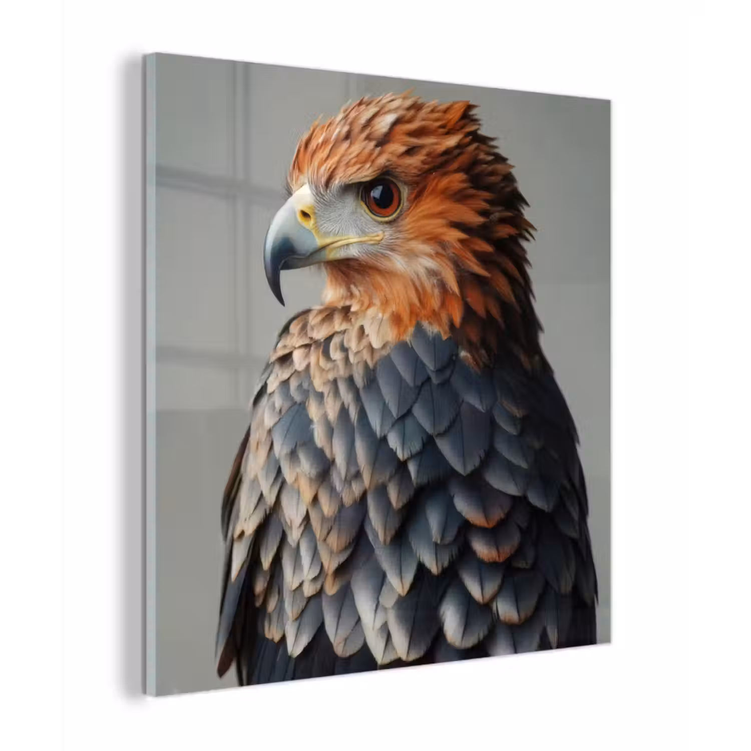 Glas schilderij - Vogel - Realistisch - Veren - Bruin