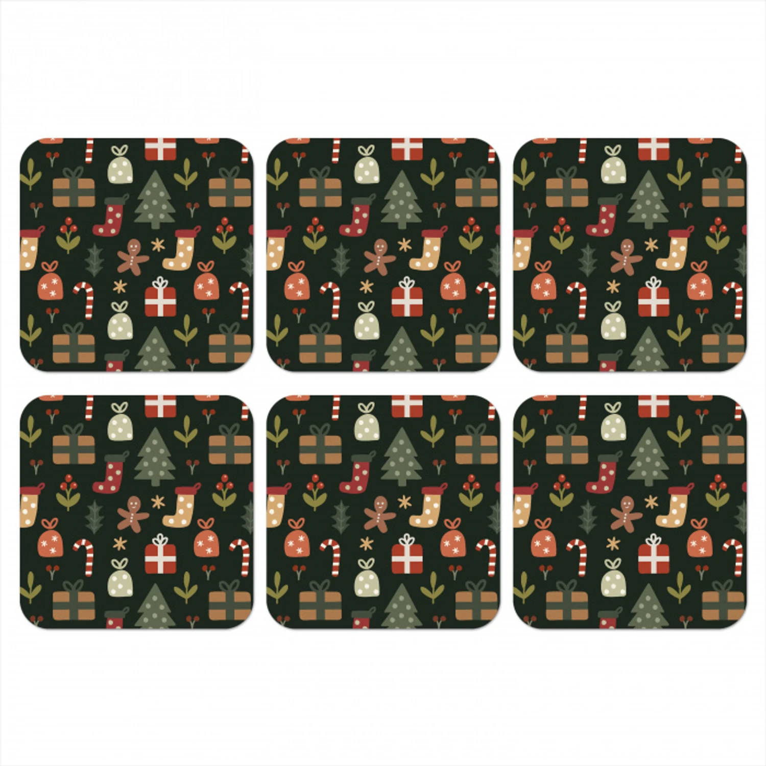 Illustratie - Kerstfiguren - Groen onderzetter kurk middel 366 -3d