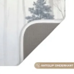 Bos - Bomen - Mist - Natuur - Illustratie - Grijs Badmat klein -USP_AntislipNL