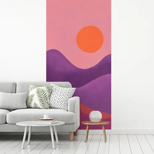 Zon - Heuvels - Paars - Abstract fotobehang vinyl groot -woonkamer
