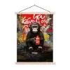 Chimpansee voor graffiti muur textielposter latten blank klein -3d