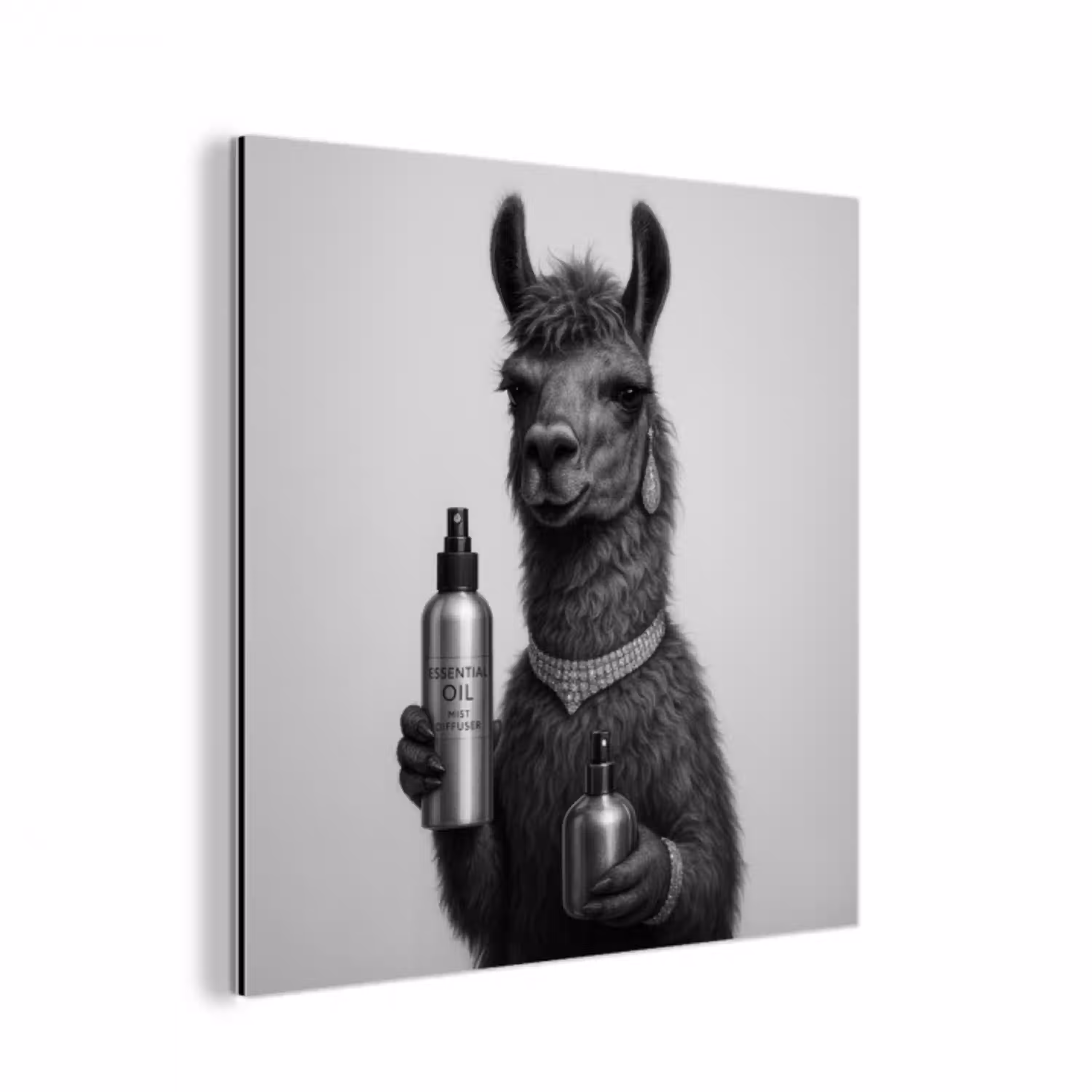 Lama - Flessen - Zwart - Wit aluminium wit klein -3d