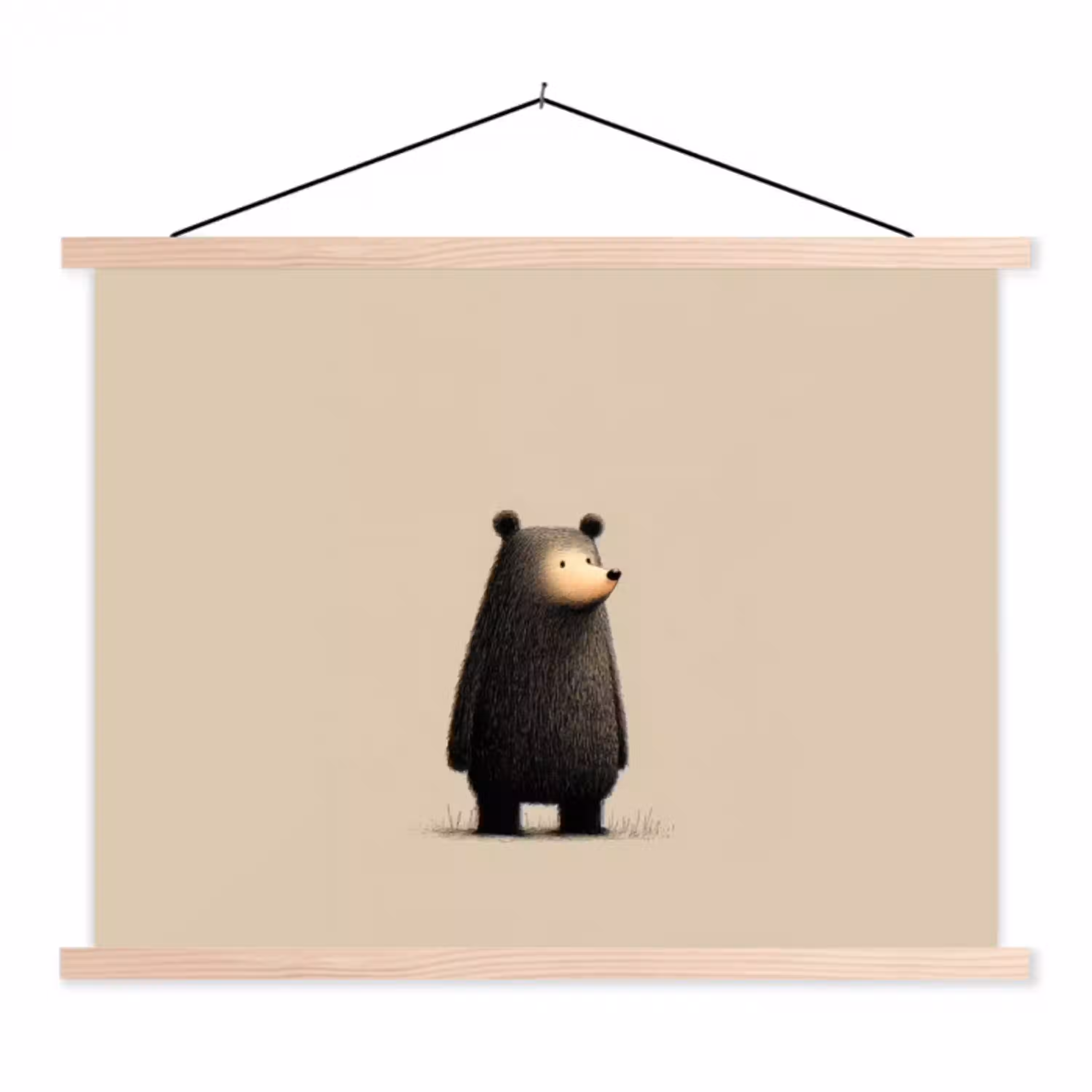 Beer - Donkerbruin - Minimalistisch textielposter latten blank klein -3d
