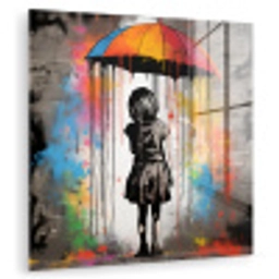 Meisje - Kunst - Paraplu - Graffiti - Kleuren - Muur plexiglas 5mm klein -zzzproduct_nieuw