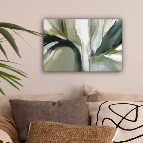 Natuur - Abstract - Groen - Penseelstreken canvas 2cm klein -sfeer1