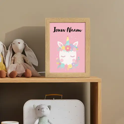Eenhoorn - Bloemen - Roze Light Box met kabel (Kinderlampje) klein -sfeer2_kind
