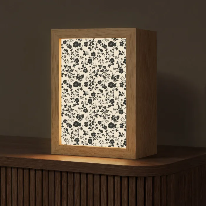 Bloemen - Dessin - Zwart Light Box met kabel (Tafellamp) klein 925 -z3d_website