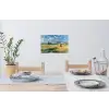 Landschap - Strobalen - Bergen - Wolken Muursticker klein -eettafel