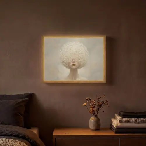 Dromerig - Beige - Paardenbloemzaadjes Light Box met batterij (Wandlamp) middel -sfeer4