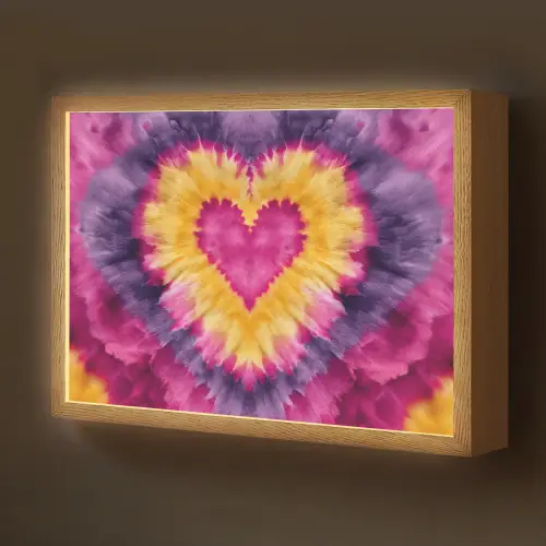 Tie dye - Hartvorm - Vlammen - Oranje Light Box met batterij (Wandlamp kind) middel -z3d_website