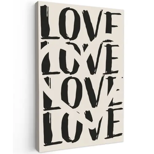 Love - Hart - Beige Tuinposter op houten frame 2 cm dik klein -3d
