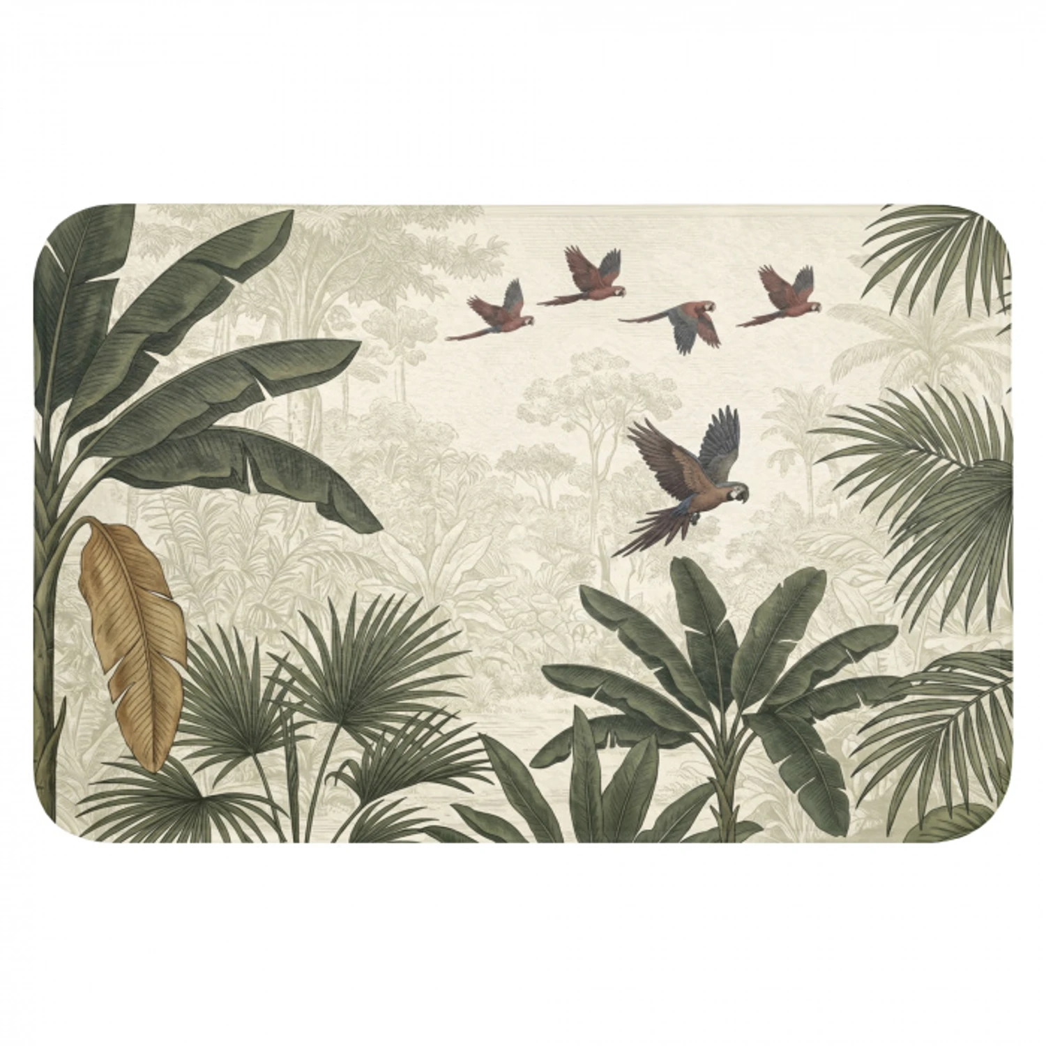 Papagaaien - Jungle - Tropisch - Green Badmat klein -3d