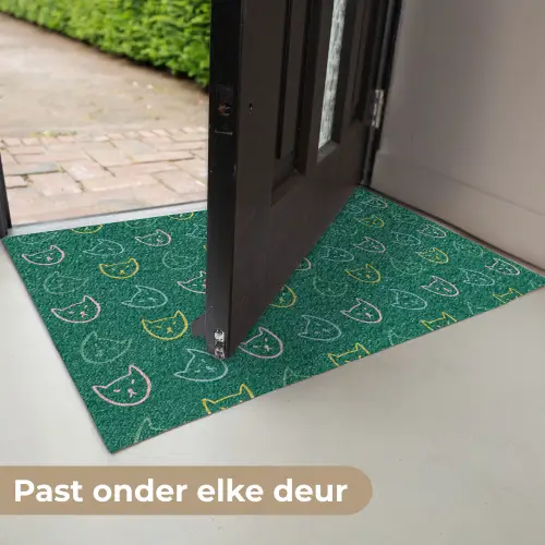 Donkergroen - Gezichten - Katten - Kleuren Deurmat klein 898 -USP_NL
