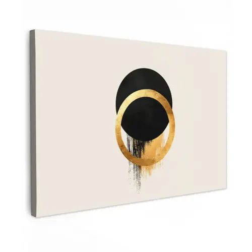 Abstract ontwerp - Zwarte cirkel - Verfvlekken canvas 2cm klein -z3d