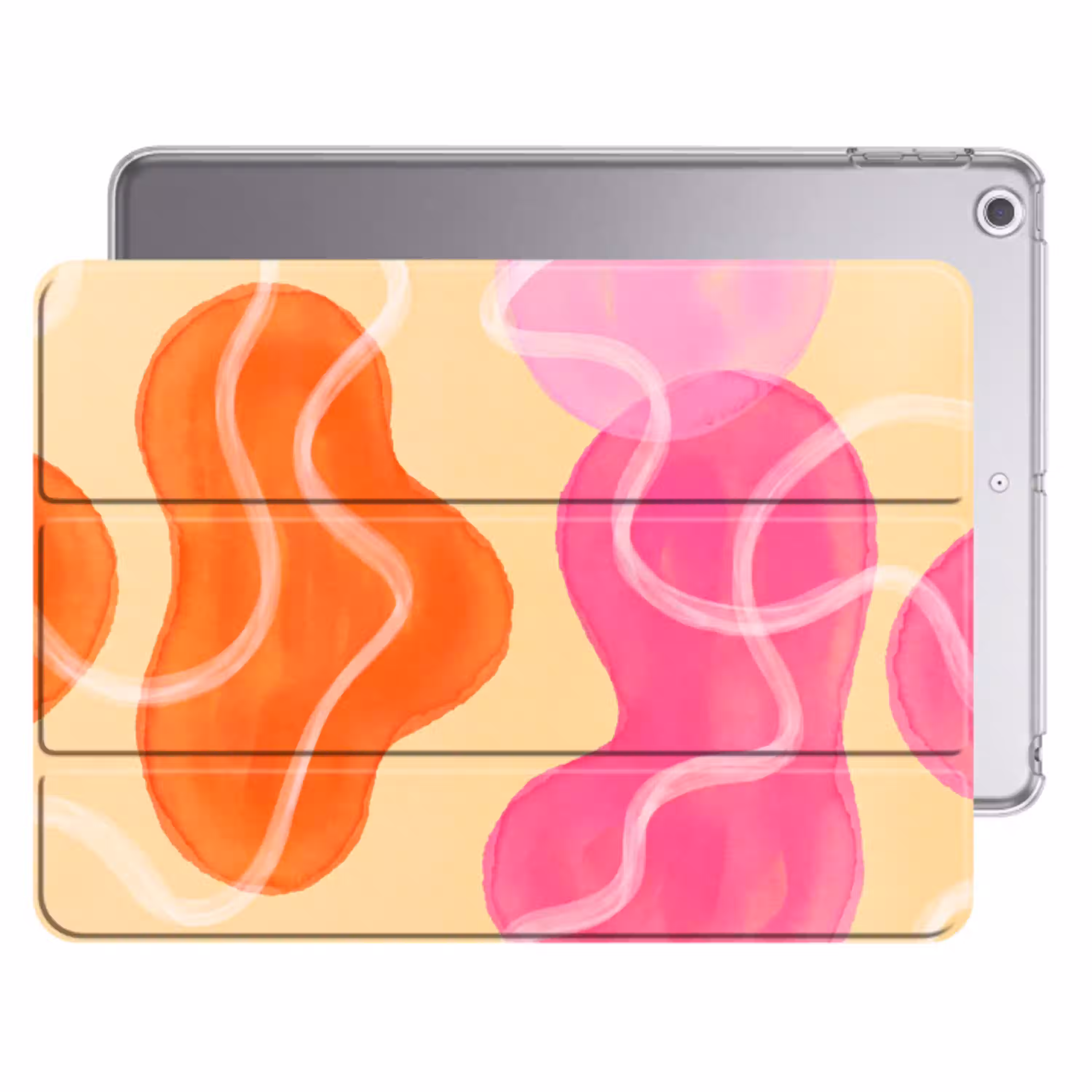 Abstract - Aquarel - Organisch - Oranje - Roze Apple iPad 2017 middel -threedimensional_3d_global