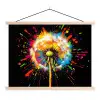 Paardenbloem - Graffiti - Kleurrijk - Bloemen - Natuur textielposter latten blank klein -3d