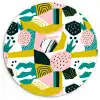 Tropisch - Abstract - Ananas - Geel - Groen - Roze Wandcirkel plexiglas klein 852 -3d