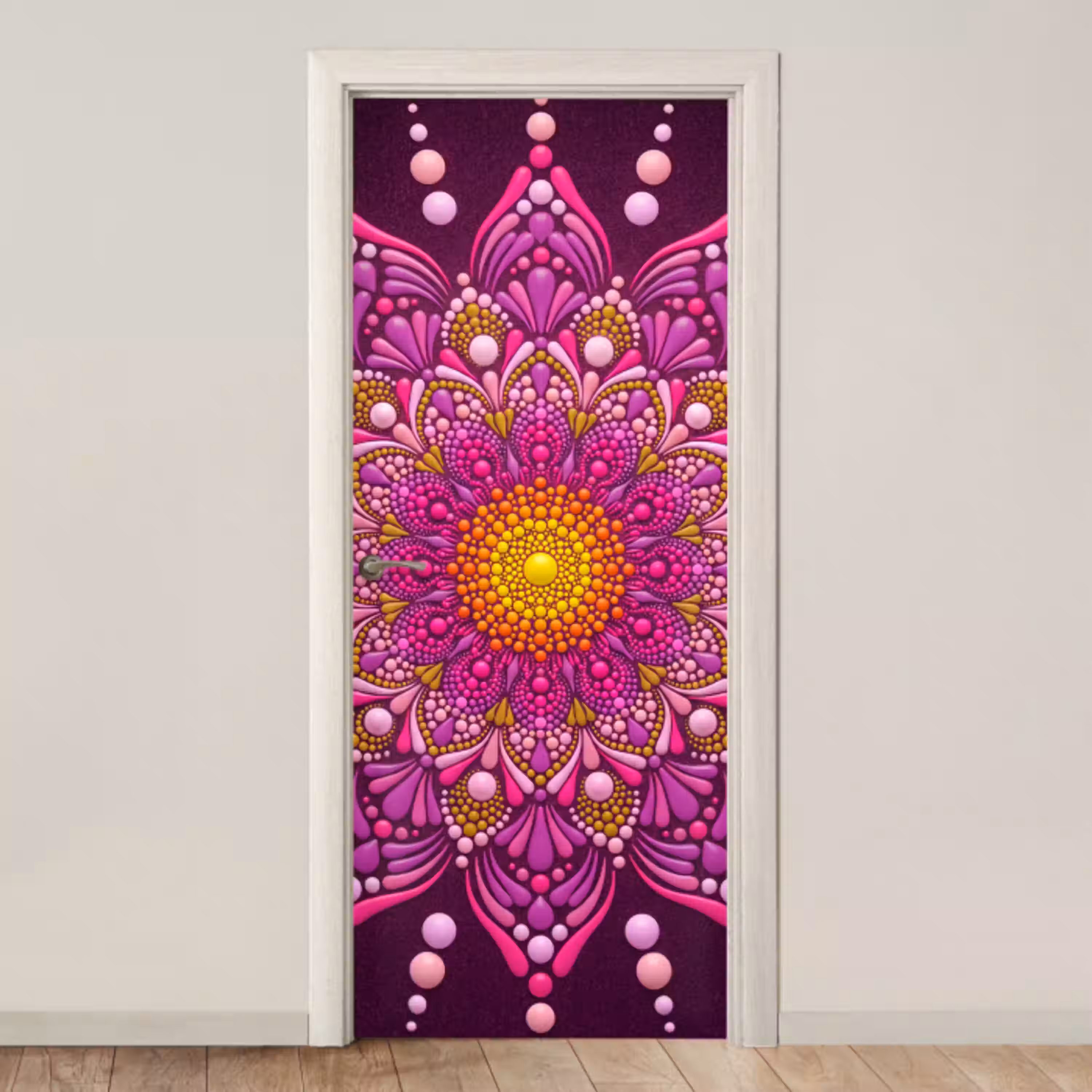 Patroon - Stippen - Abstract - Kleurrijk deurposter klein -3d_beige