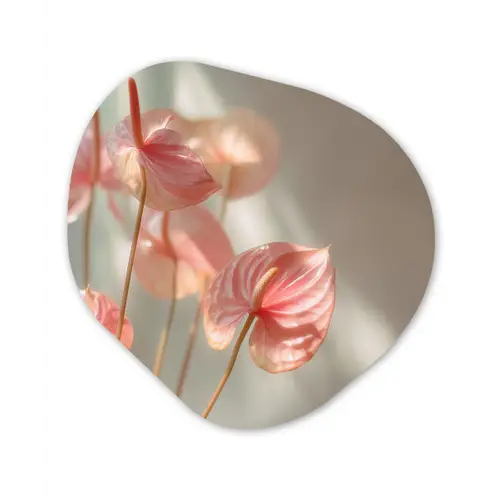 Bloemen - Stelen - Roze - Schaduw Wandcirkel Organisch Forex 3mm klein -3d