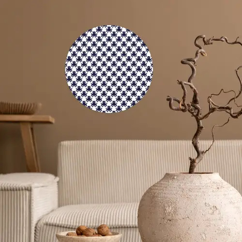 Oceaan - Octo - Blauw - Wit Wandcirkel behangsticker klein 186 -sfeer1
