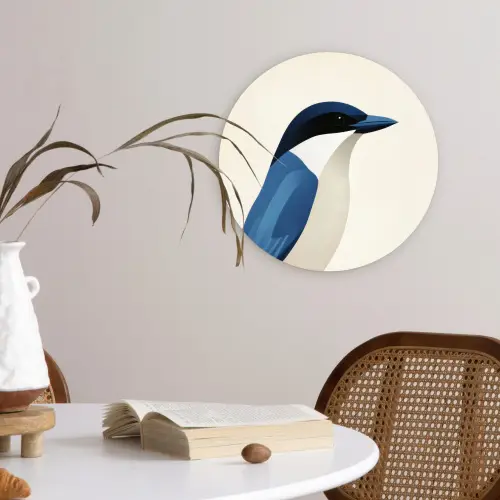 Illustratie - Blauw - Vogel Wandcirkel kunststof plaat 5mm dik klein -sfeer4