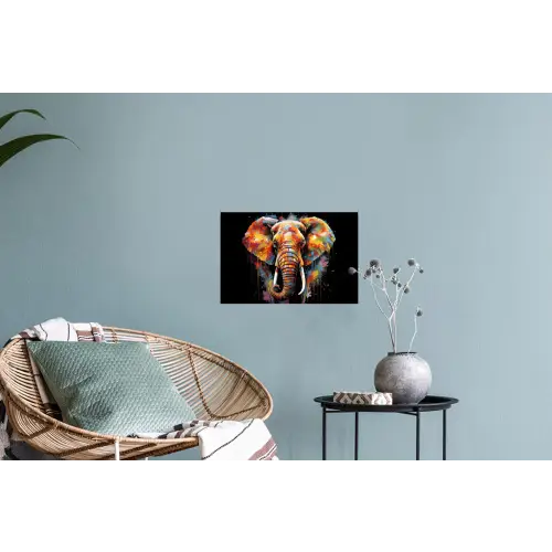 Olifant - Graffiti - Zwart - Dieren - Kleuren Muursticker klein -plant