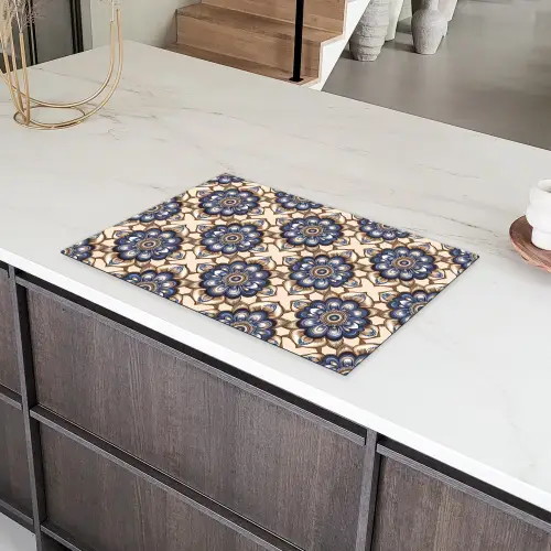 Floraal - Ornament - Blauw Inductie beschermer vinyl 3mm klein 276 -sfeer8