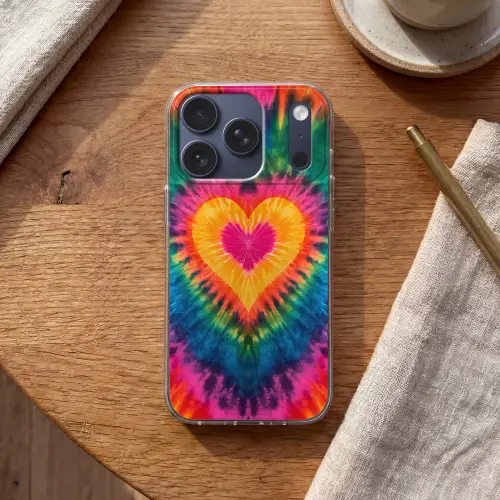 Hart - Tie Dye - Kleurrijk Telefoonhoesje iPhone 17 Pro klein -sfeer1