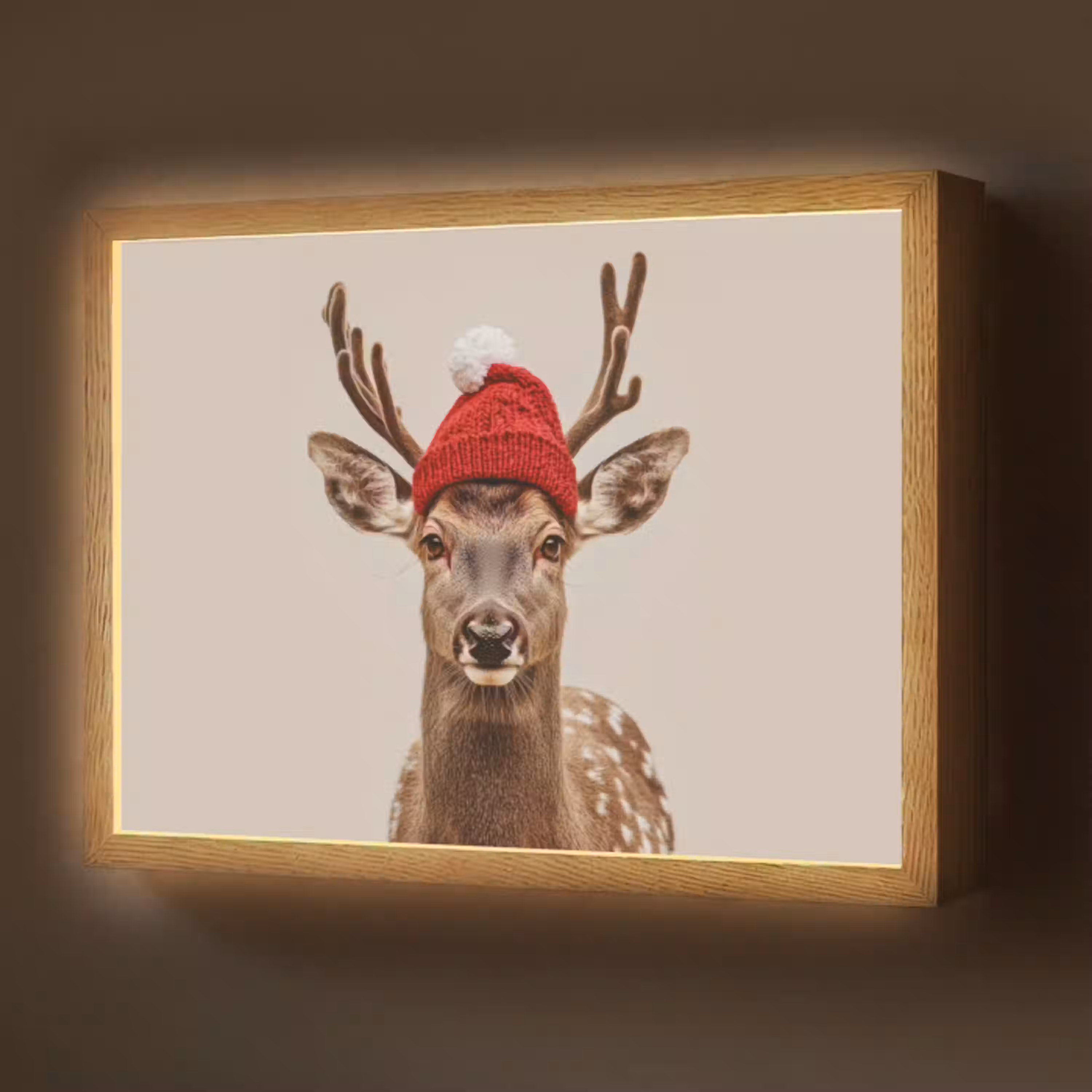 Hert - Kerst - Muts - Dieren - Winter - Grappig Light Box met batterij (Wandlamp) middel -z3d_website