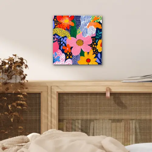 Kleurrijk - Bloemen - Abstract - Stippen aluminium wit klein -sfeer3