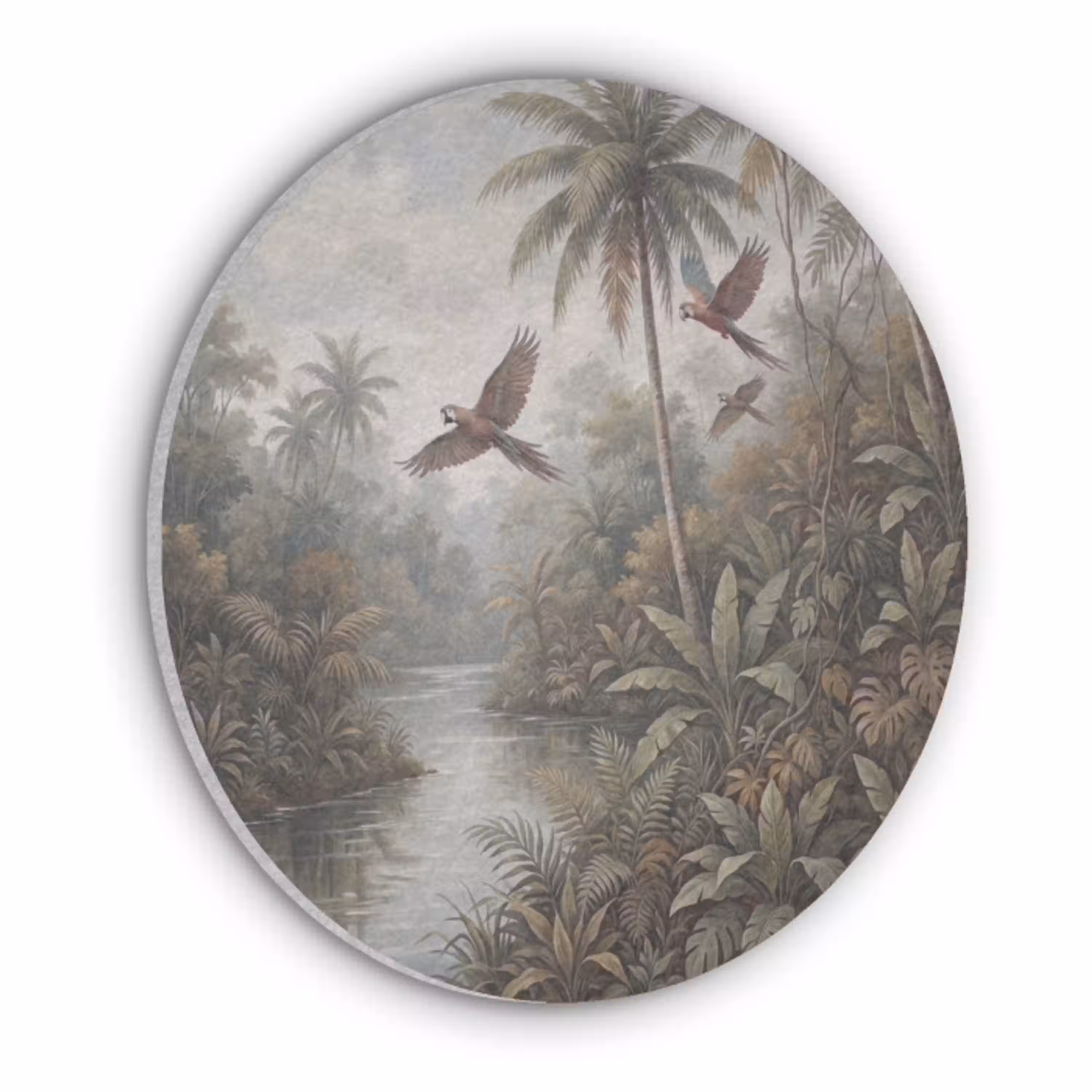 Vogel - Vliegend - Tropisch - Landschap - Klassiek Akoestische PET Vilt - Rond klein -3d