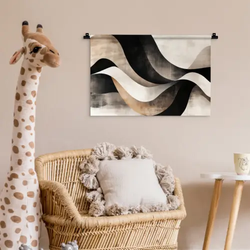 Abstract - Golven - Zwart - Verweerd Wandkleed katoen klein -wsfeer5_kind