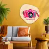 Camera - Memories - Roze - Geschilderd Wandcirkel Organisch Plexiglas middel -sfeer4