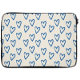 Hartjes patroon - Blauw - Beige - Liefde laptophoes neopreen klein -zkaufland3dotto